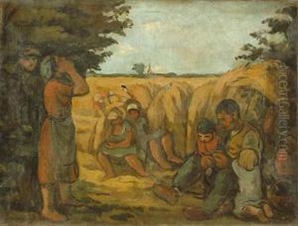 Zniwa Ii, Ok. 1938 Oil Painting by Waclaw Wasowicz