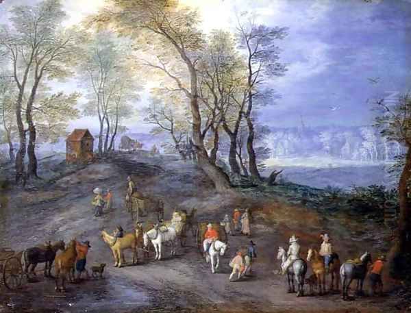 The Road to the Market Oil Painting by Jan The Elder Brueghel