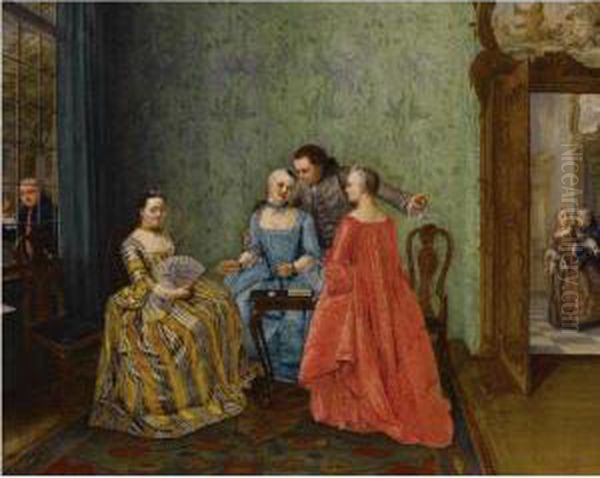 An Elegant Company In A Rich Interior Oil Painting by Elisabeth Geertruida Wassenbergh