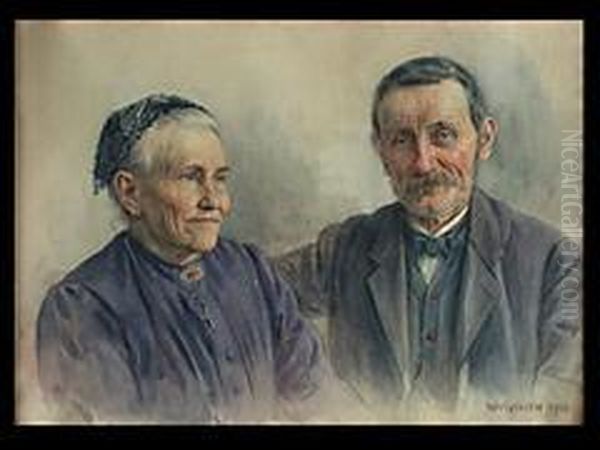 Portrait Eines Alteren Paares Oil Painting by Hermann Ernst Georg Wassmuth