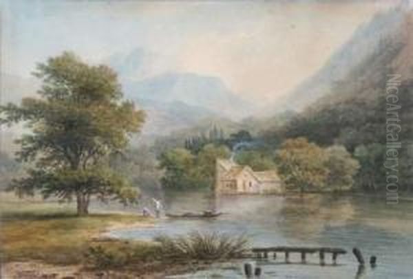 La Maison Au Bord Du Lac Oil Painting by Louis Etienne Watelet