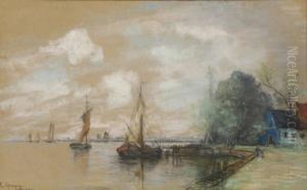 Paysage Fluvial, Le Spaarn Oil Painting by Louis-Francois-V. Watelin