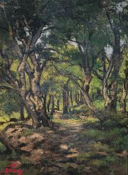 Chemin Dans La Foret Oil Painting by Louis-Francois-V. Watelin