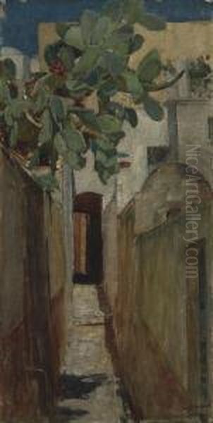 A Street In Capri Oil Painting by John William Waterhouse