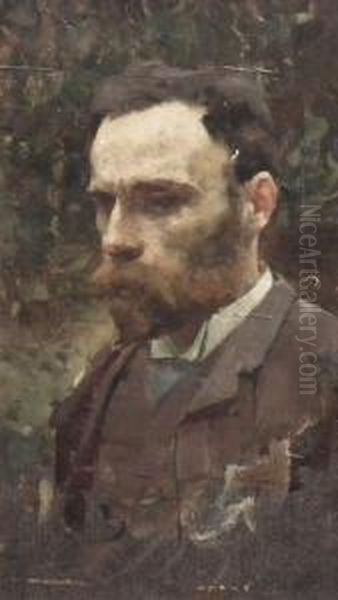 Shoulder Length Self Portrait Oil Painting by John William Waterhouse