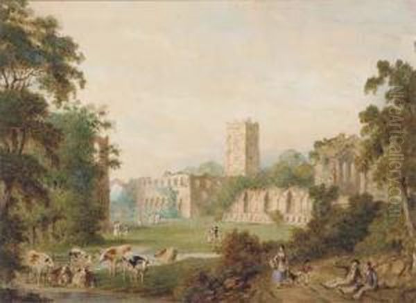 Fountains Abbey, Yorkshire Oil Painting by John Heaviside Clark