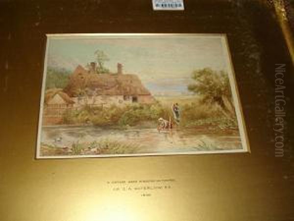 A Cottage Near Kingston On Thames Oil Painting by Ernest Albert Waterlow