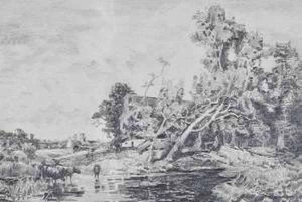 Pencildrawing, 
Hugton Mill Oil Painting by Ernest Albert Waterlow