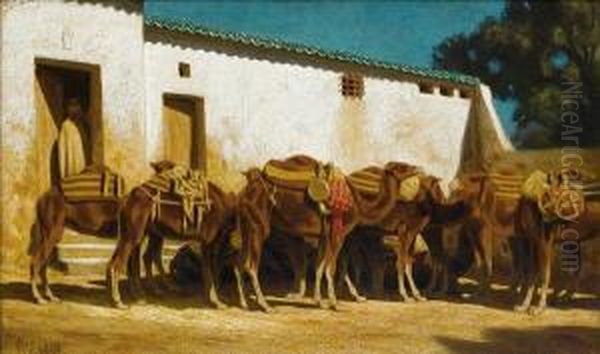 Camels At Rest Oil Painting by Marcus Waterman