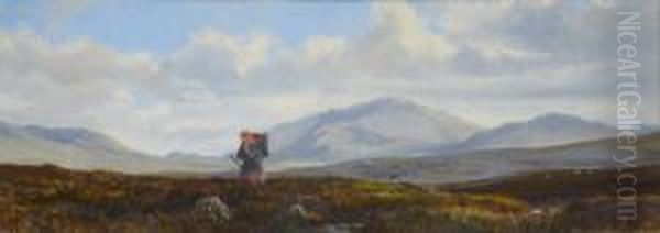 Woman With Turf Kreel, Kerry Oil Painting by Bartholomew Colles Watkins