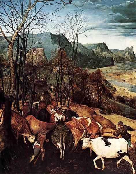 The Return of the Herd (detail) 1565 Oil Painting by Jan The Elder Brueghel