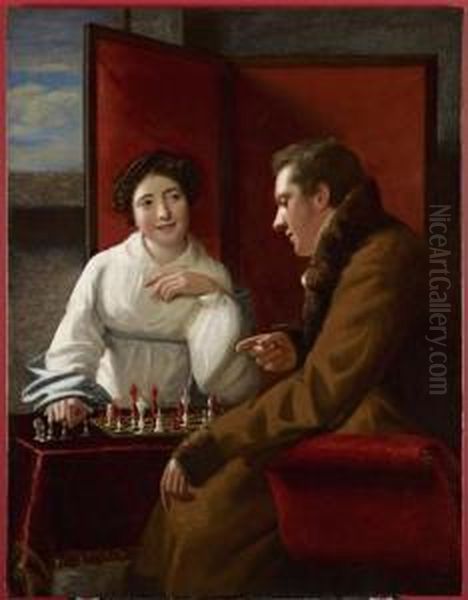 The Game Is Mine, She Cries With Joy, You Can't Prevent Checkmate Oil Painting by George C. Watson