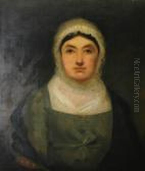 Portrait Of A Lady, Head And Shoulders Oil Painting by George C. Watson