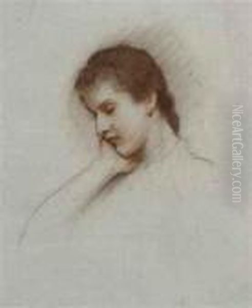 Portrait Study Of A Lady Oil Painting by George Spencer Watson