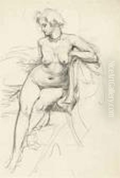 Female Nude Study Oil Painting by George Spencer Watson