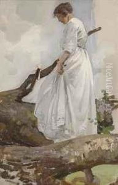 The White Dress Oil Painting by Harry Watson