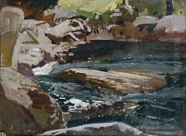 Flowing River Oil Painting by Harry Watson