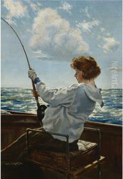 Reeling One In Oil Painting by Henry Sumner Watson