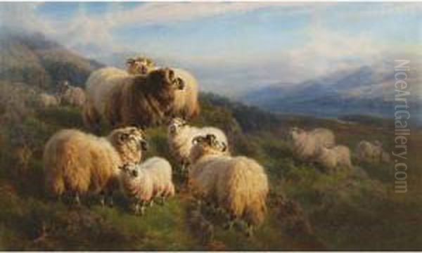 Morning Loch Tay, Perthshire - Gathering The Flock Oil Painting by William Watson