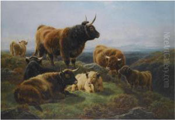 A Highland Family Oil Painting by William Watson