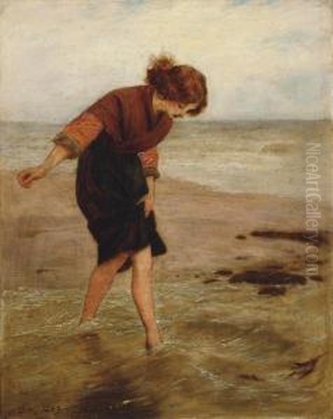 In The Shallows Oil Painting by John Dawson Watson