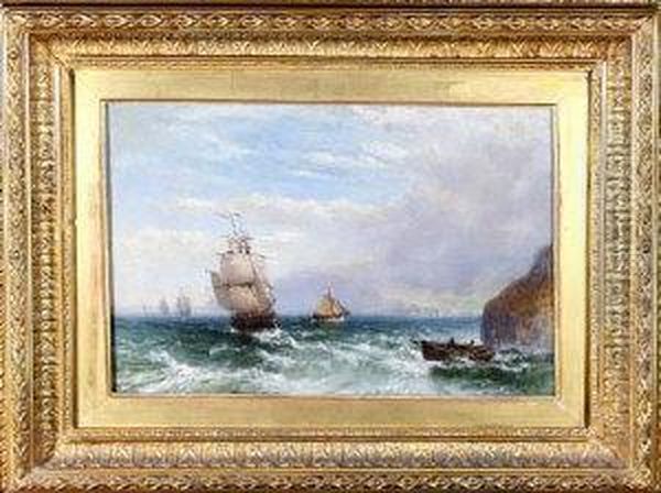 Shipping Off A Coast Oil Painting by Robert F. Watson