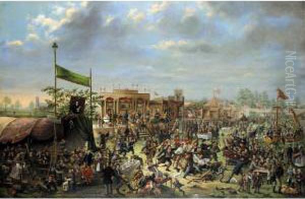 A Scene At Donnybrook Fair Oil Painting by Samuel Watson