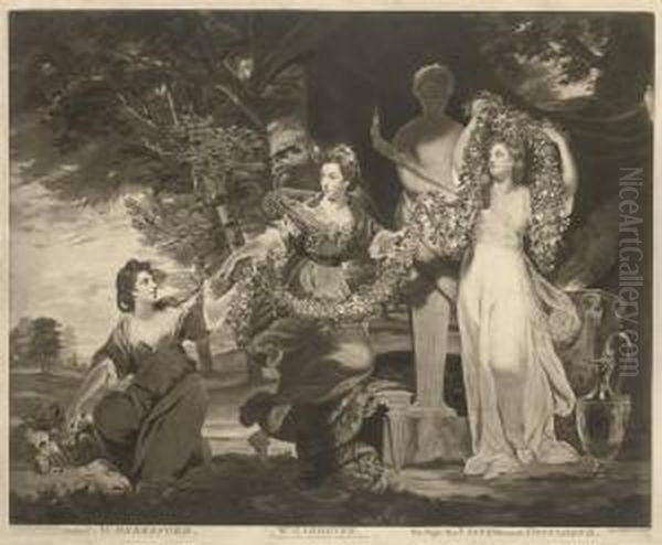 A Sacrifice To Hymen, (the Three Montgomery Sisters) Oil Painting by Thomas Watson