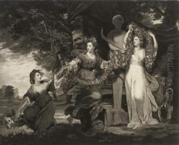 A Sacrifice To Hymen (the Three Montgomery Sisters) Oil Painting by Thomas Watson