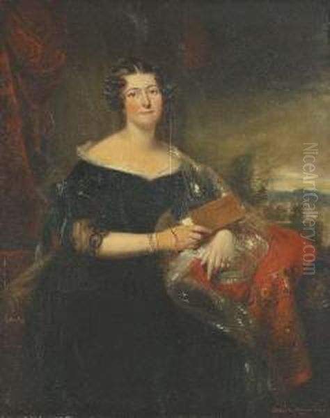 Portrait Of A Lady By Prestonfield House, Midlothian Oil Painting by William Smellie Watson