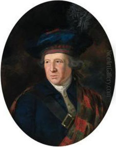 Portrait Of A Gentleman, Bust-length, With A Bonnet And A Kerrtartan Plaid Oil Painting by William Smellie Watson