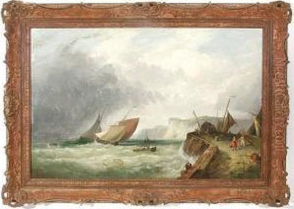 Shipping Off The Coastof Scotland Oil Painting by William Stuart Watson