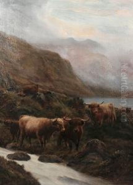 Highland Landscape With Cattle Oil Painting by Watson-Smith