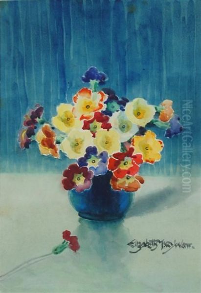 Primroses Oil Painting by Elizabeth Mary Watt