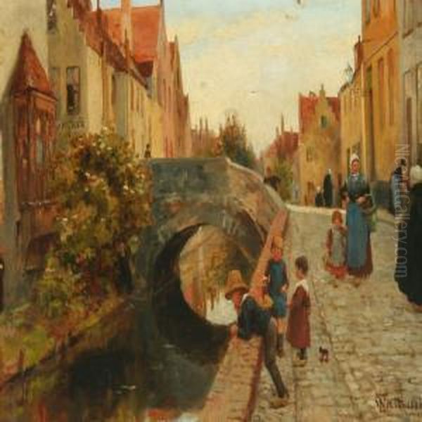 Scenery From A Dutchcity Oil Painting by Linnie Watt