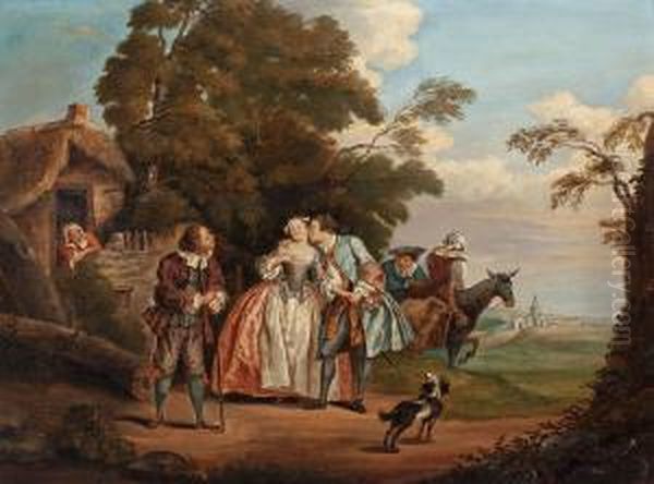 Escena Galante Oil Painting by Louis Joseph, Dit Watteau De Lille