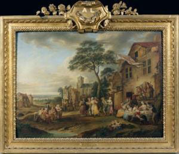 Une Dedicace De Village Oil Painting by Louis Joseph, Dit Watteau De Lille