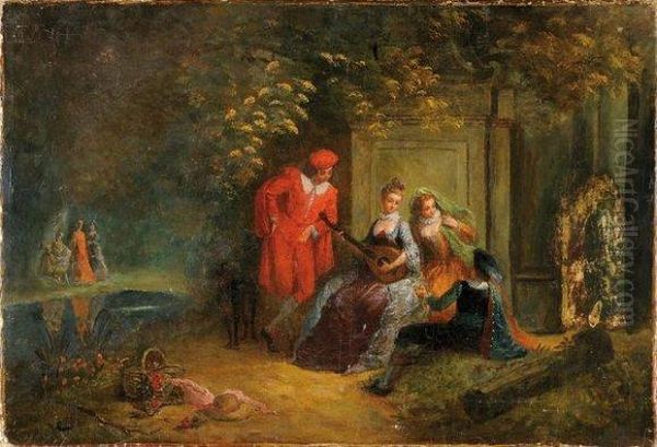 La Partie De Musique Oil Painting by Francois Louis Joseph Watteau