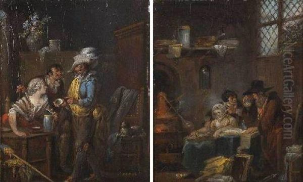 Interieur De Taverne Oil Painting by Francois Louis Joseph Watteau