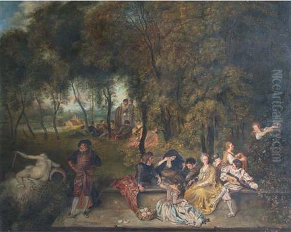 Fete Galante Oil Painting by Francois Louis Joseph Watteau