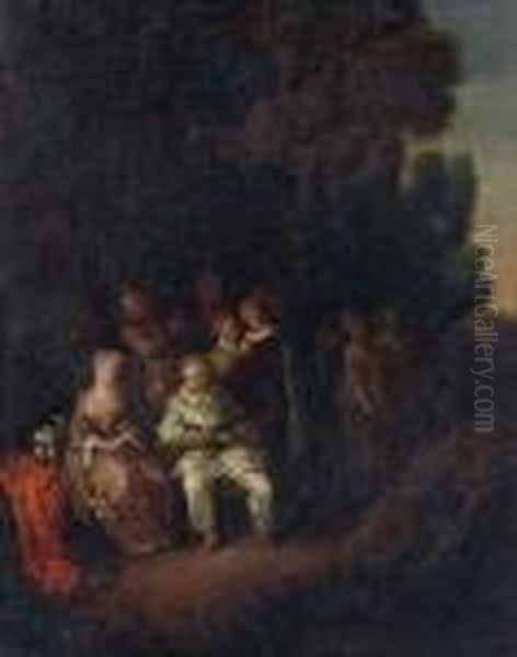 La Serenade Italienne Oil Painting by Watteau, Jean Antoine