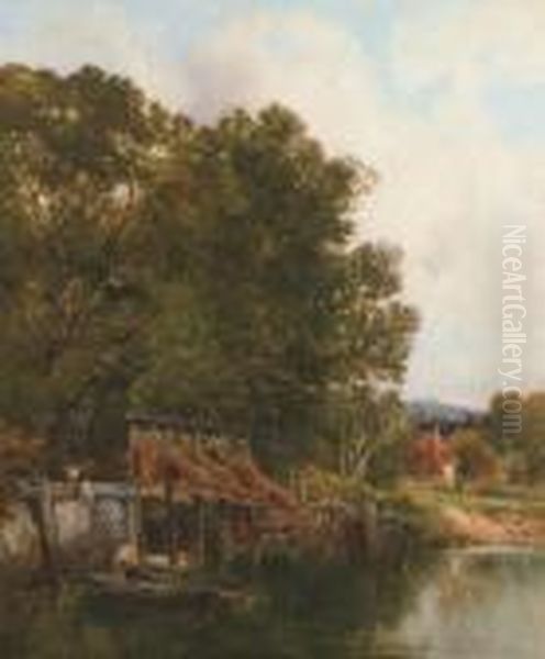 Eel Traps On The Stour Oil Painting by Frederick Waters Watts