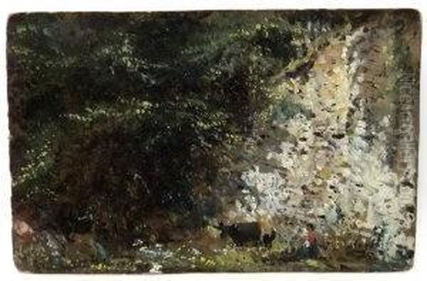 Wooded Landscape Oil Painting by Frederick Waters Watts