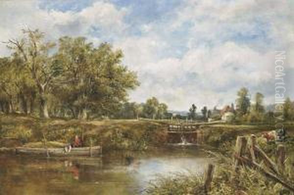 Fishing By The Lock Oil Painting by Frederick Waters Watts