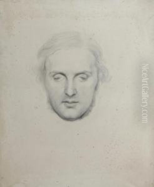 Portrait Head Study Of William Vernon Harcourt (1827-1904) Oil Painting by George Frederick Watts