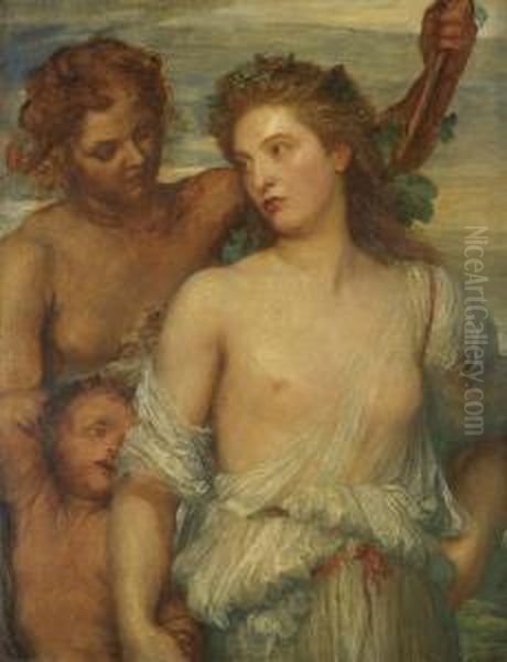 A Bacchante Oil Painting by George Frederick Watts