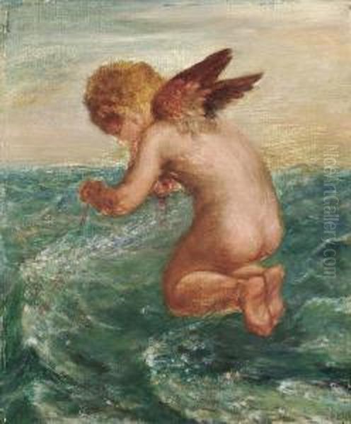 Good Luck To Your Fishing Oil Painting by George Frederick Watts