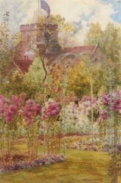 The Rectory Garden Oil Painting by Harold D. Watts