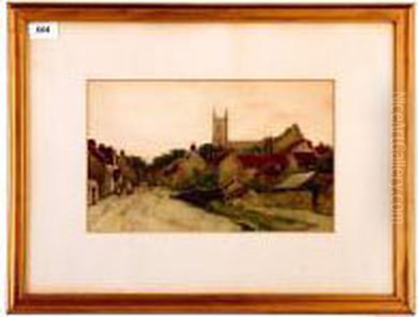 Village Scene Oil Painting by Louisa Margaret Watts