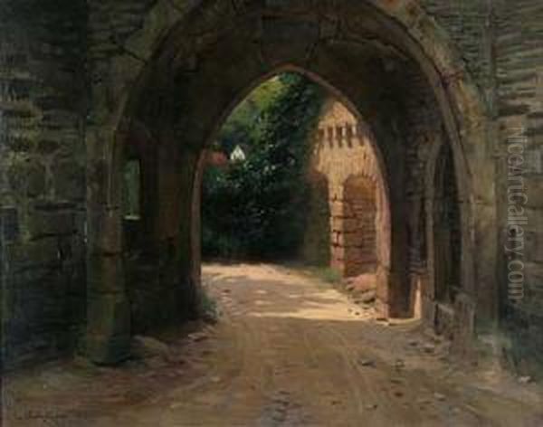 Blick Durchein Gotisches Burgtor Oil Painting by Carl Watzelhan